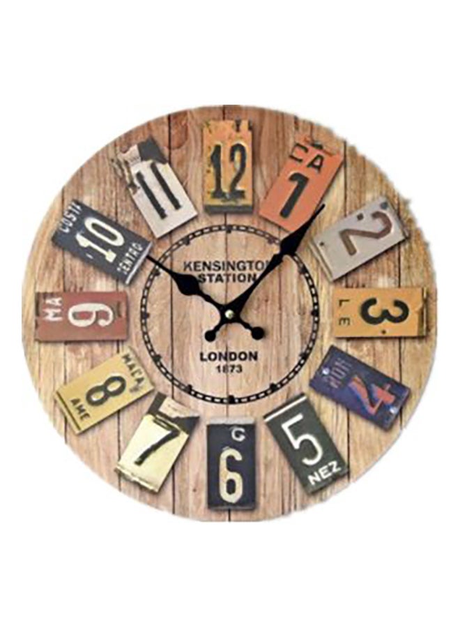 Wooden Analog Wall Clock Multicolour - Image 1