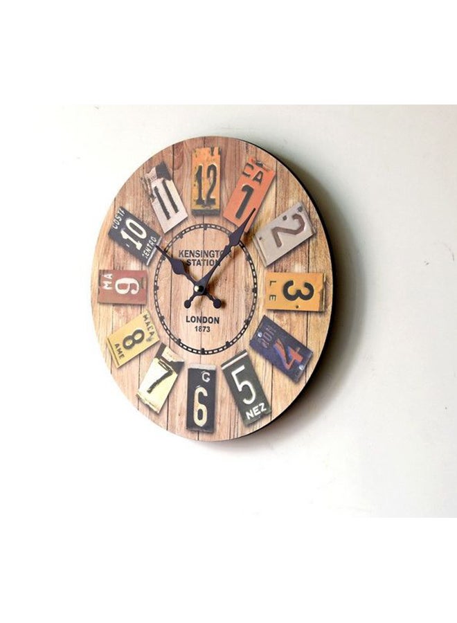 Wooden Analog Wall Clock Multicolour - Image 2