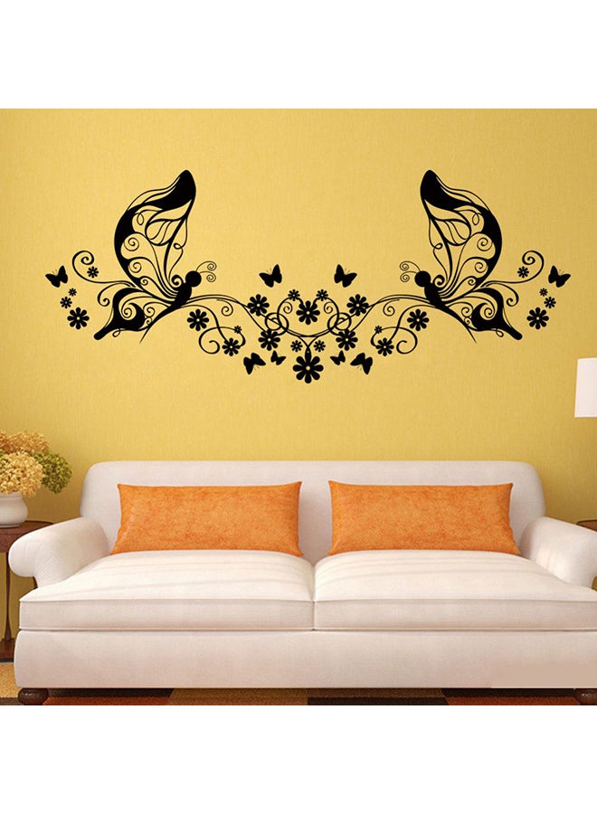 Butterfly And Flower Themed Wall Sticker Black - Image 2