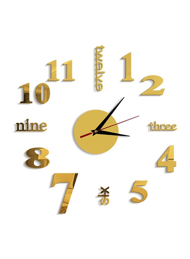 ساعة حائط بتصميم طباعة ثلاثية الأبعاد ذهبي One Size centimeter