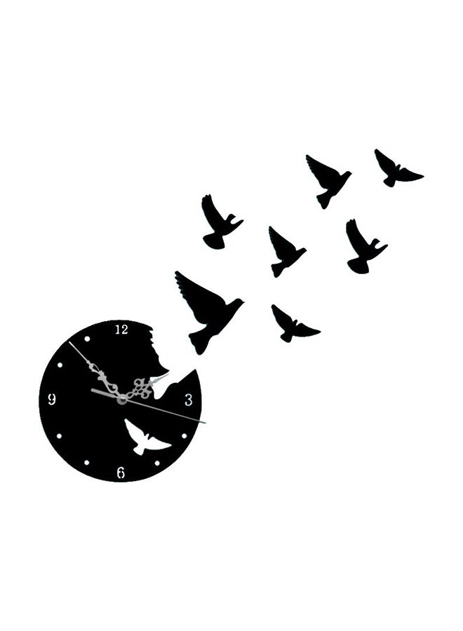 3D Pigeons Designed Wall Clock Black One Size centimeter