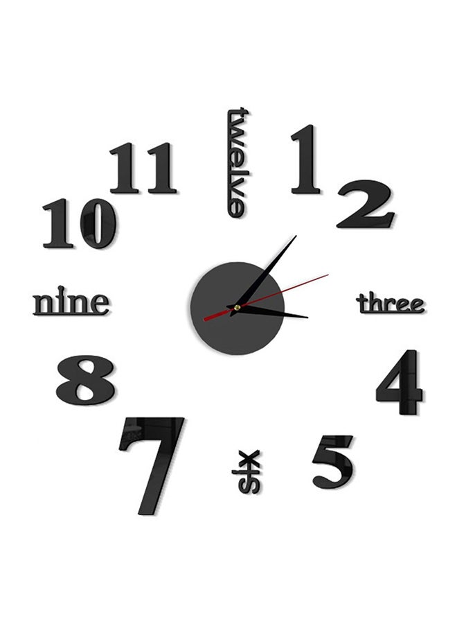 3D Typography Designed Wall Clock Black One Size centimeter