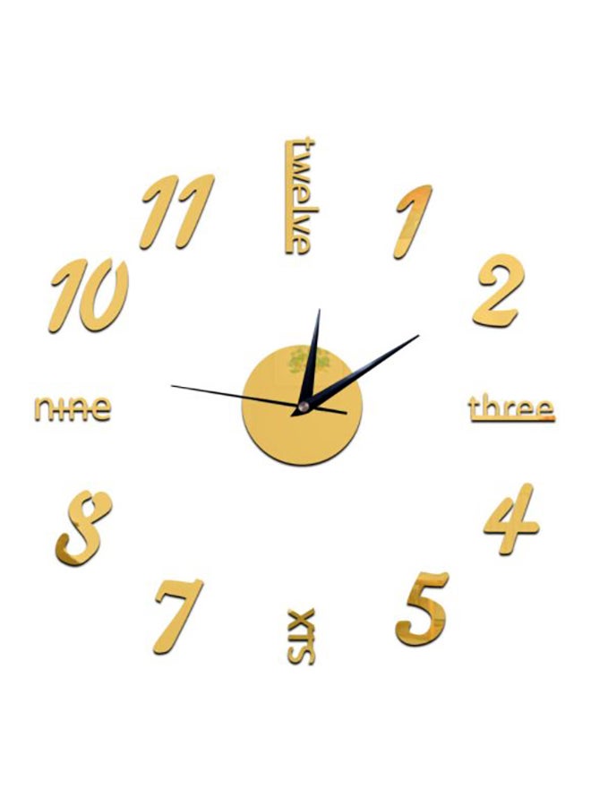 3D Italic Typography Designed Wall Clock Gold One Size centimeter - Image 1