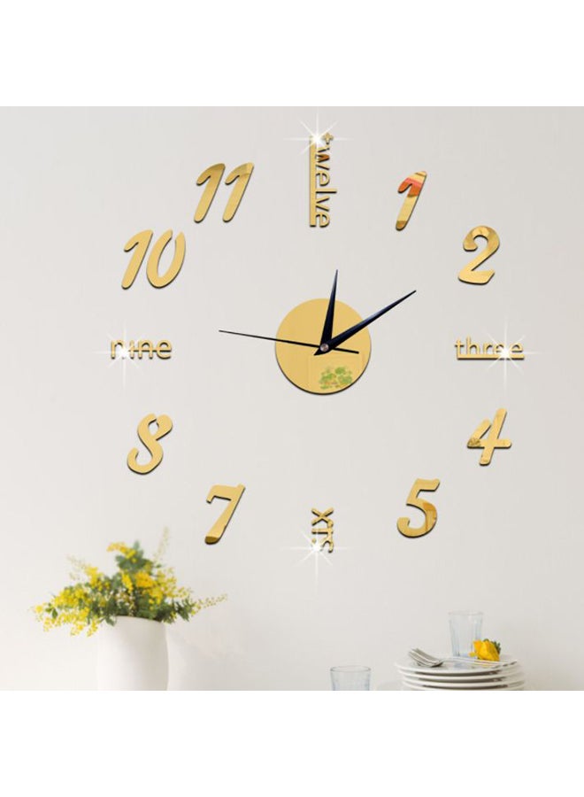 3D Italic Typography Designed Wall Clock Gold One Size centimeter - Image 2