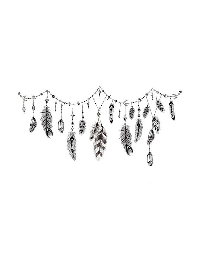 Feather Art Themed Wall Decal Black/Grey/White  - Image 1