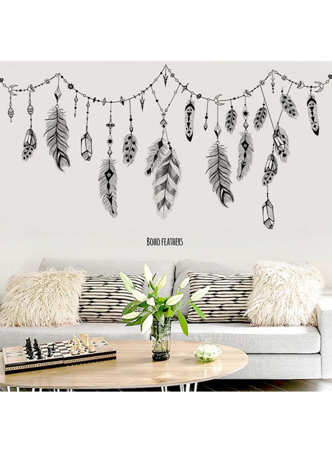 Feather Art Themed Wall Decal Black/Grey/White  - Image 2