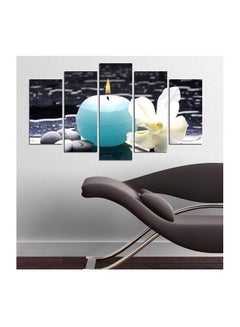 5-Piece Candle Themed Canvas Wall Painting With Frame Set Multicolour