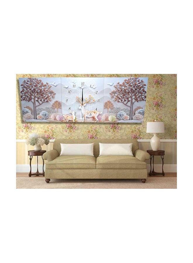 3-Piece Decorative Framed Artwork Mural Wall Clock Set Multicolour - Image 1