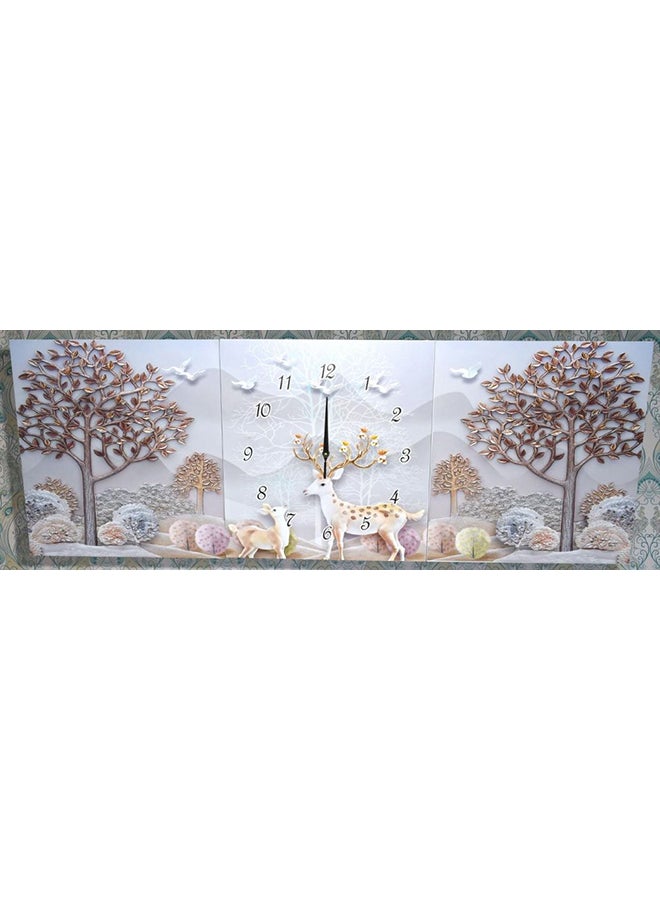 3-Piece Decorative Framed Artwork Mural Wall Clock Set Multicolour - Image 2