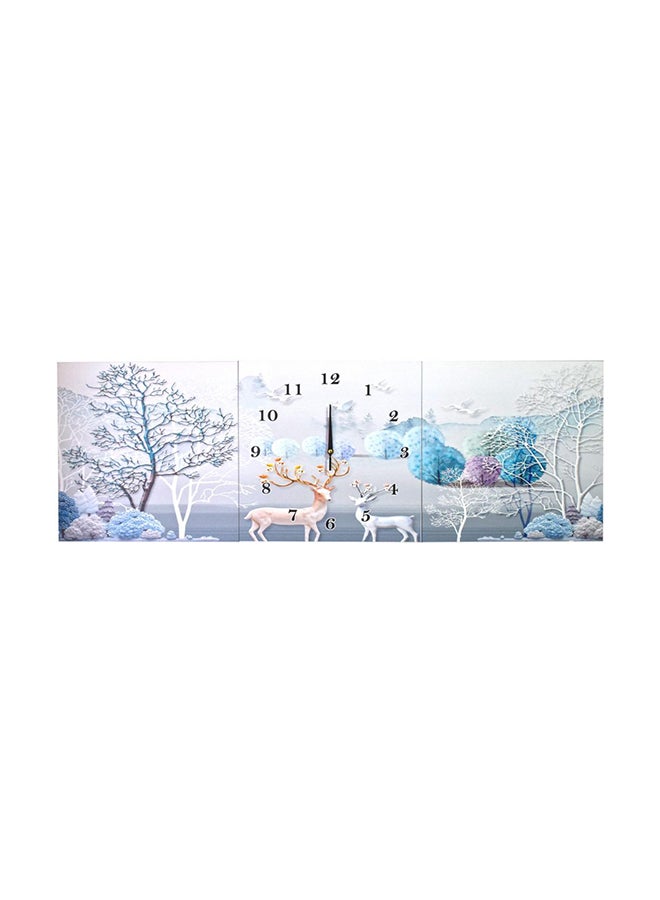 3-Piece Decorative Framed Artwork Mural Wall Clock Set Multicolour - Image 1
