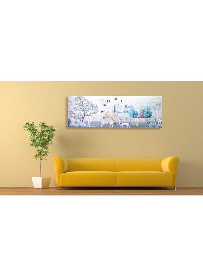 3-Piece Decorative Framed Artwork Mural Wall Clock Set Multicolour - Image 2