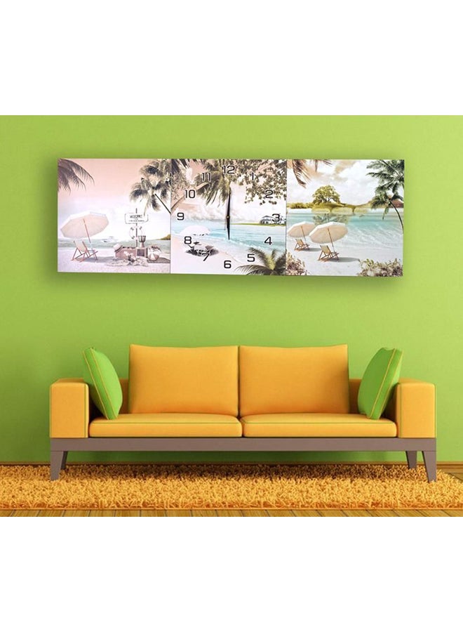 3-Piece Decorative Framed Artwork Mural Wall Clock Set Multicolour - Image 2