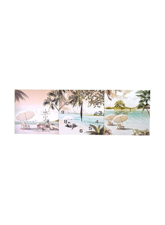 3-Piece Decorative Framed Artwork Mural Wall Clock Set Multicolour - Image 1