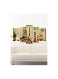 5-Piece 7 Wonders Themed Wall Painting Set Multicolour 60x100cm