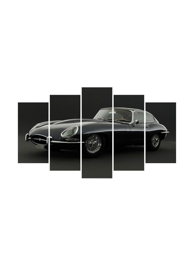 5-Piece Car Themed Wall Painting Set Black/White 60x100cm