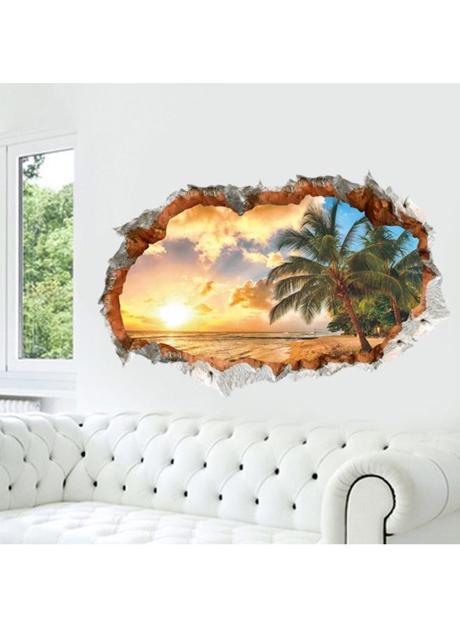 Sunset Sea Beach Themed 3D Wall Sticker Multicolour  - Image 2