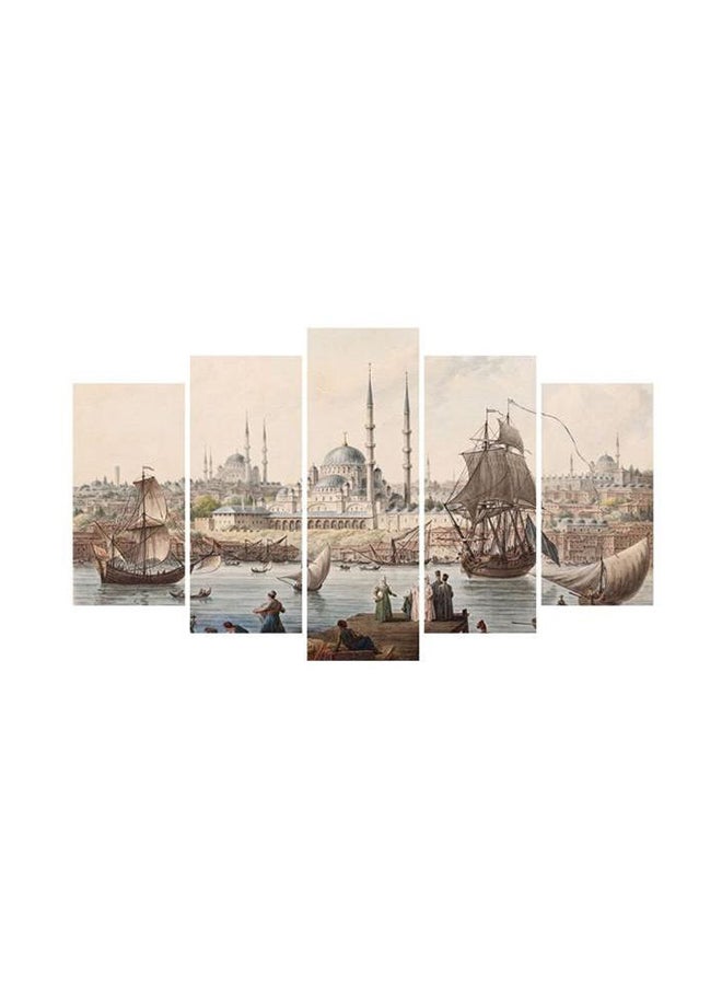 5-Piece Decorative Wall Panel Canvas Painting Set Multicolour 60x100cm 