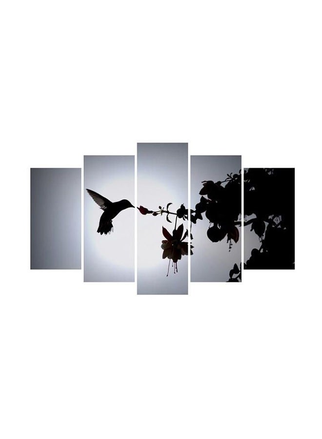 5-Piece Decorative Wall Panel Canvas Painting Set White/Black 60x100cm