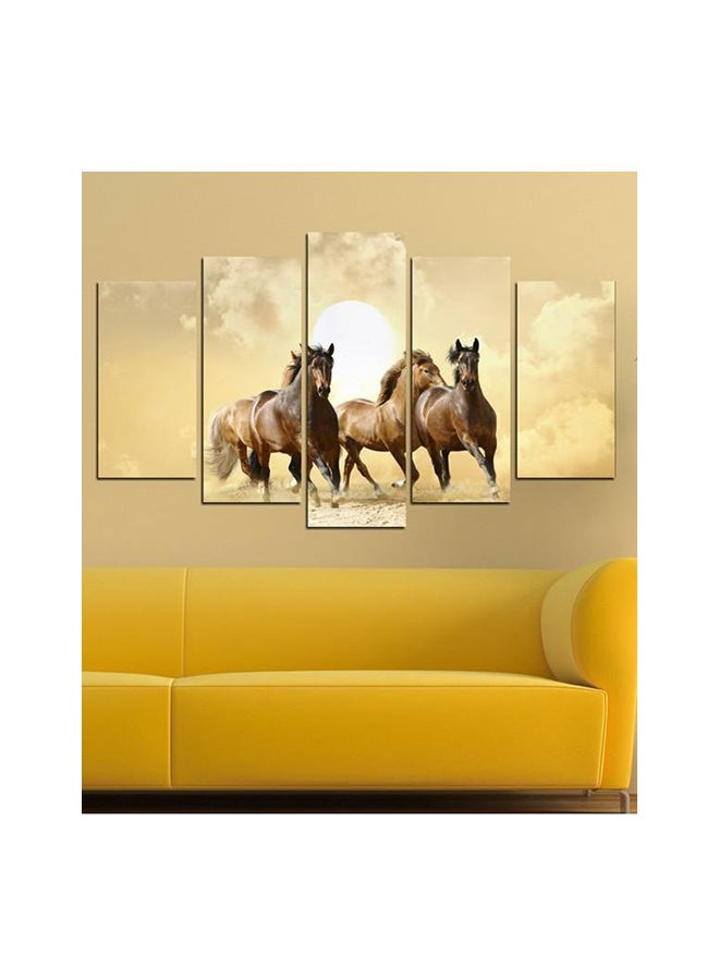 5-Piece Horses Themed Wall Painting Set Multicolour 60x100cm