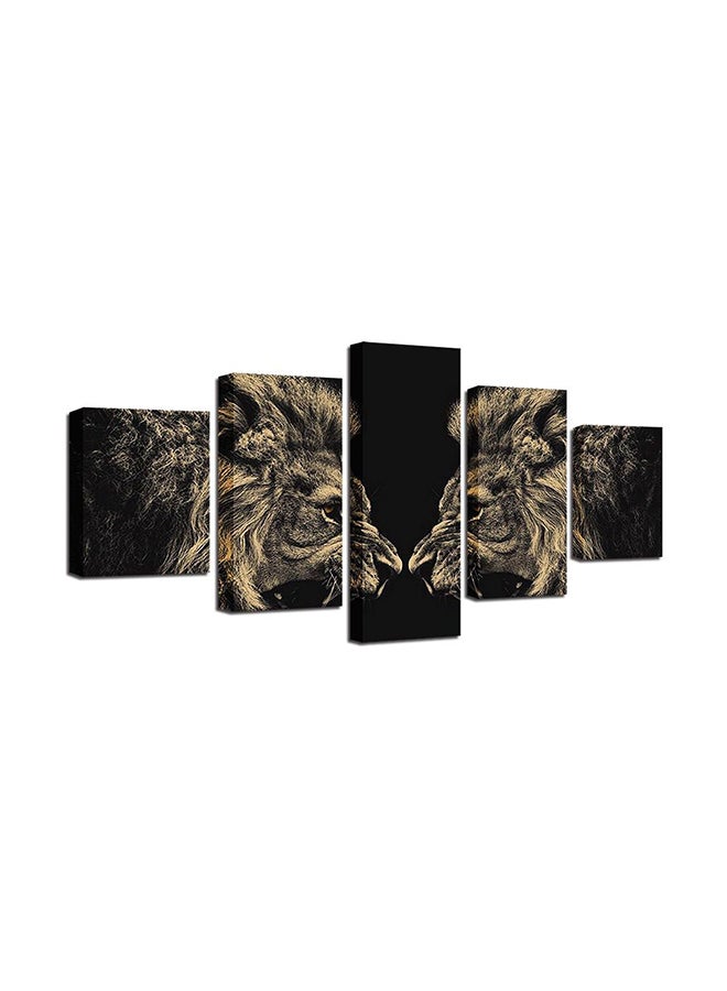 5-Piece Lions Themed Wall Painting Set Black/Brown
