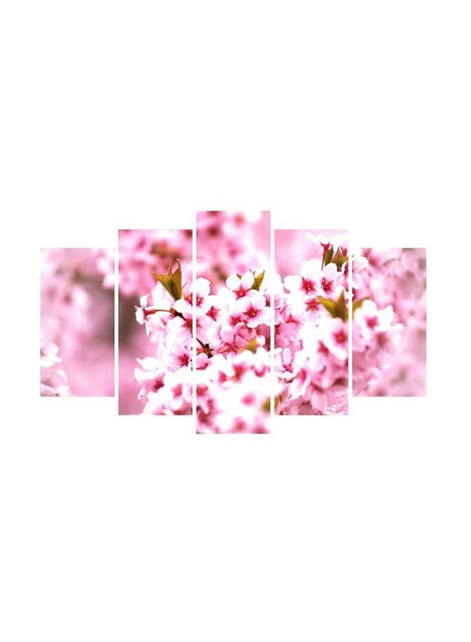 5-Piece Floral Themed Canvas Wall Painting Set Pink/Green