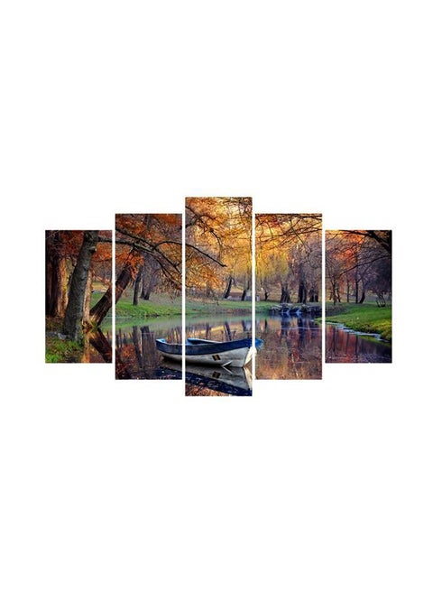 5-Piece Nature Themed Canvas Wall Painting Set Multicolour