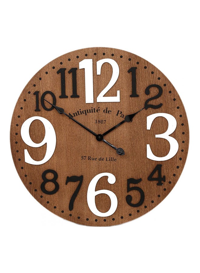 Wooden Analog Wall Clock Brown/Black/White