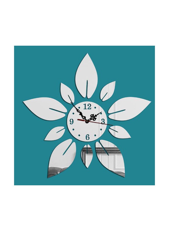 Creative Flower Themed Wall Clock Sticker Silver