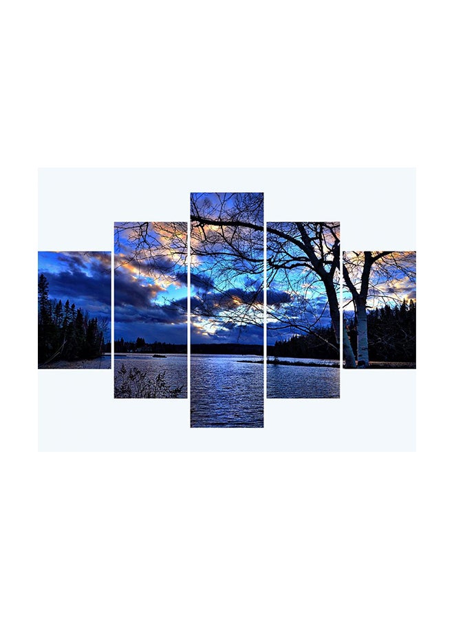 5-Piece Lake Printed Tableau Set Blue/Black/White