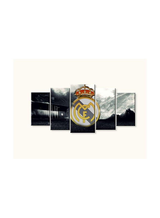 Generic 5-Piece Real Madrid Logo Printed Tableau Set Multicolour 