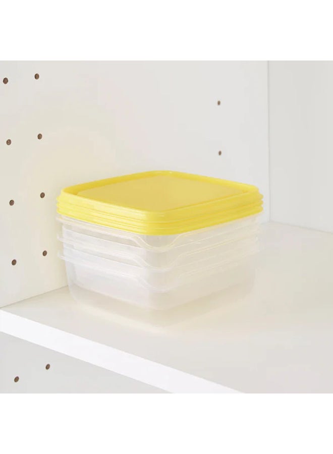 Pruta 3-Piece Food Container Set Yellow/Clear 14x14x6cm - Image 3