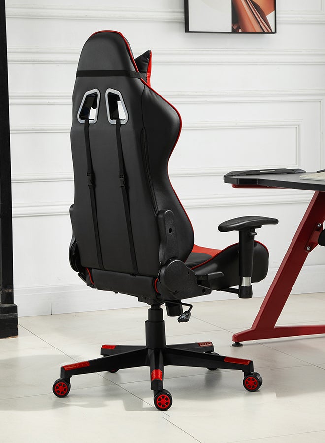 Blitzed Ergonomically Designed Super Comfort Gaming Chair With Headrest Pillow, Lumbar Cushion And Retractable Footrest Red/Black 81x64x31cm - Image 4