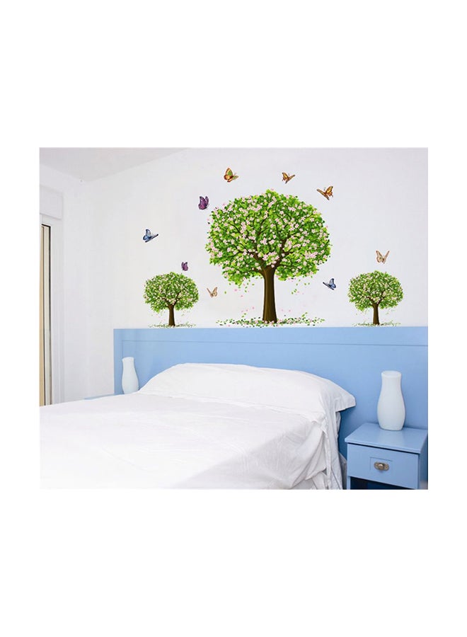 Cartoon Sakura Tree Themed Wall Sticker Green/Brown 90x60cm - Image 1
