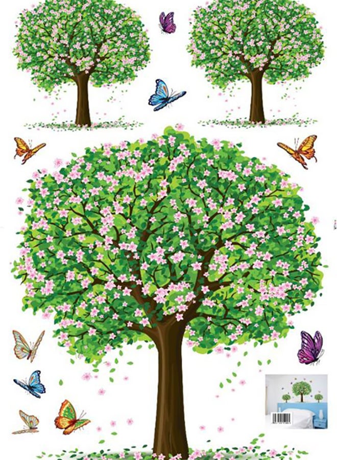 Cartoon Sakura Tree Themed Wall Sticker Green/Brown 90x60cm - Image 2