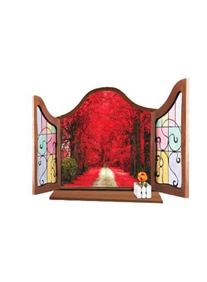 Red Maple Fake Window Themed Wall Sticker Red/Black/Brown - Image 1