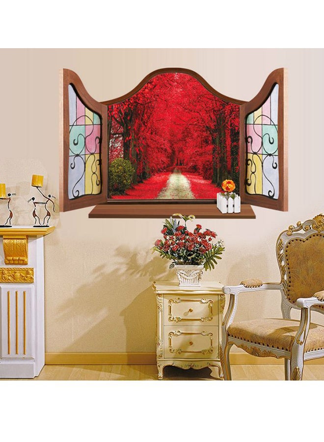 Red Maple Fake Window Themed Wall Sticker Red/Black/Brown - Image 2