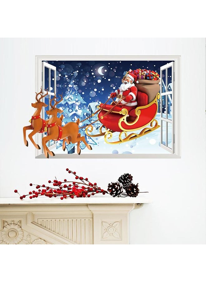 Santa 3D Fake Window Living Room Bedroom Decorative Wall Sticker Multicolour 50x70cm - Image 2