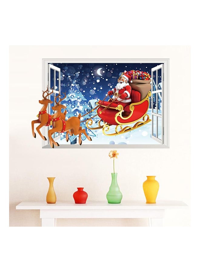 Santa 3D Fake Window Living Room Bedroom Decorative Wall Sticker Multicolour 50x70cm - Image 1
