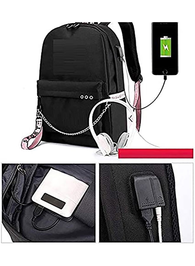 KPOP Backpack With USB Charging Port Black  - Image 3