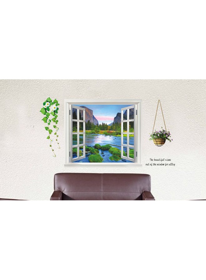 Landscape Themed Fake Window Wall Sticker Multicolour - Image 2