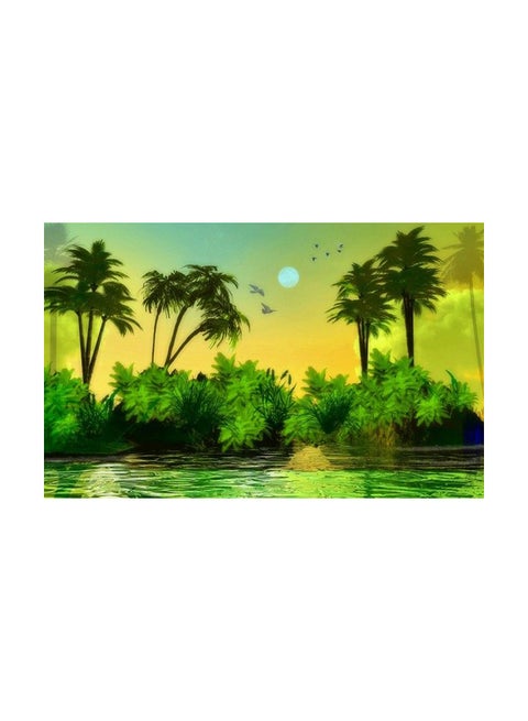Attractive Canvas Fabric Print Tableau Green 100x70cm