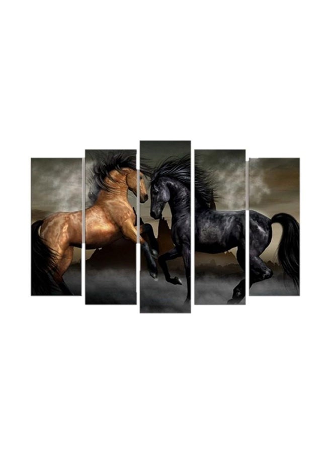 5-Piece Horse Themed Canvas Painting Set Multicolour
