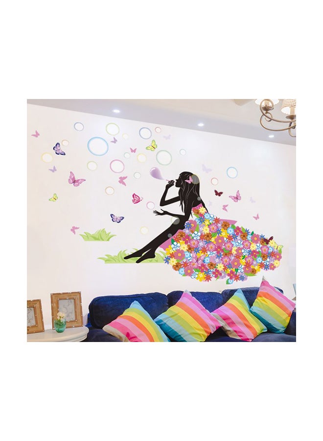 Butterfly Girl Wall Sticker Multicolour - Image 1