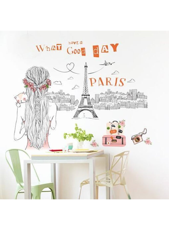 Paris Tower Girl 3D Wall Decal Stickers Multicolour 90x60cm  - Image 2