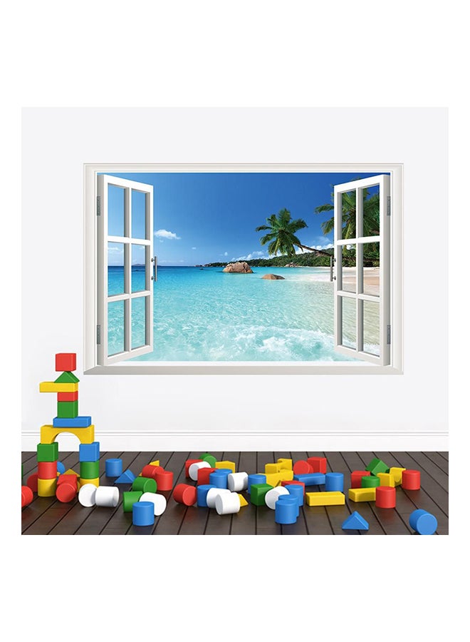 3D Fake Window Ocean Landscape Wall Sticker Multicolour 90x60cm