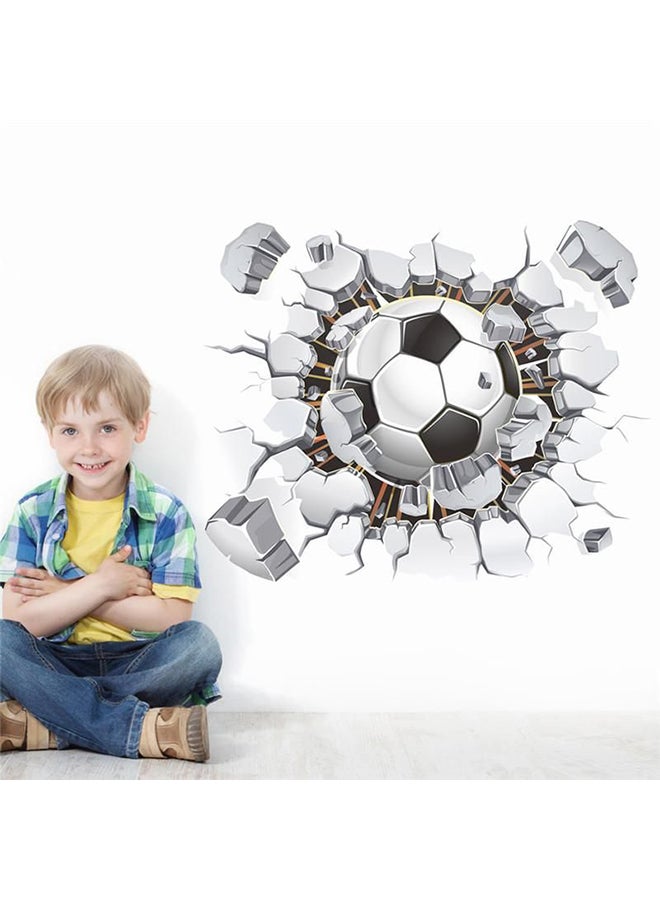 3D Broken Wall Football Vivid Wall Sticker Multicolour 45x60cm - Image 2