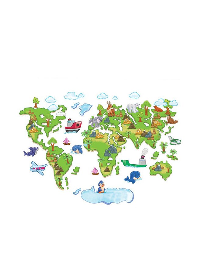 Colourful World Map Kids Wall Decals Wall Sticker Multicolour 90 x 60cm  - Image 1