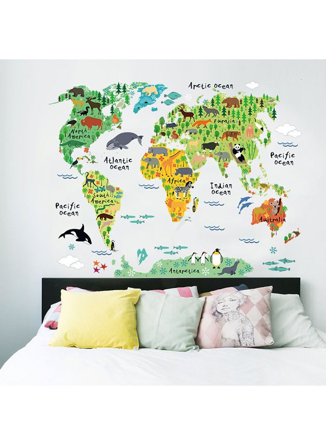 Creative Animal World Map Wall Sticker Multicolour 90 x 60cm - Image 2