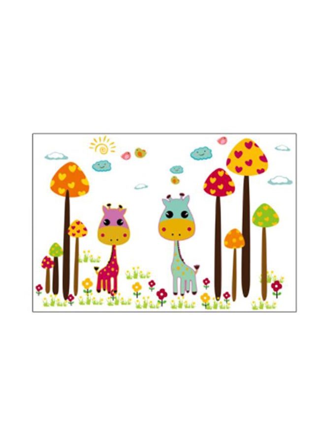 Cute Deer Printed Self-Adhesive Wall Sticker Multicolour - Image 1