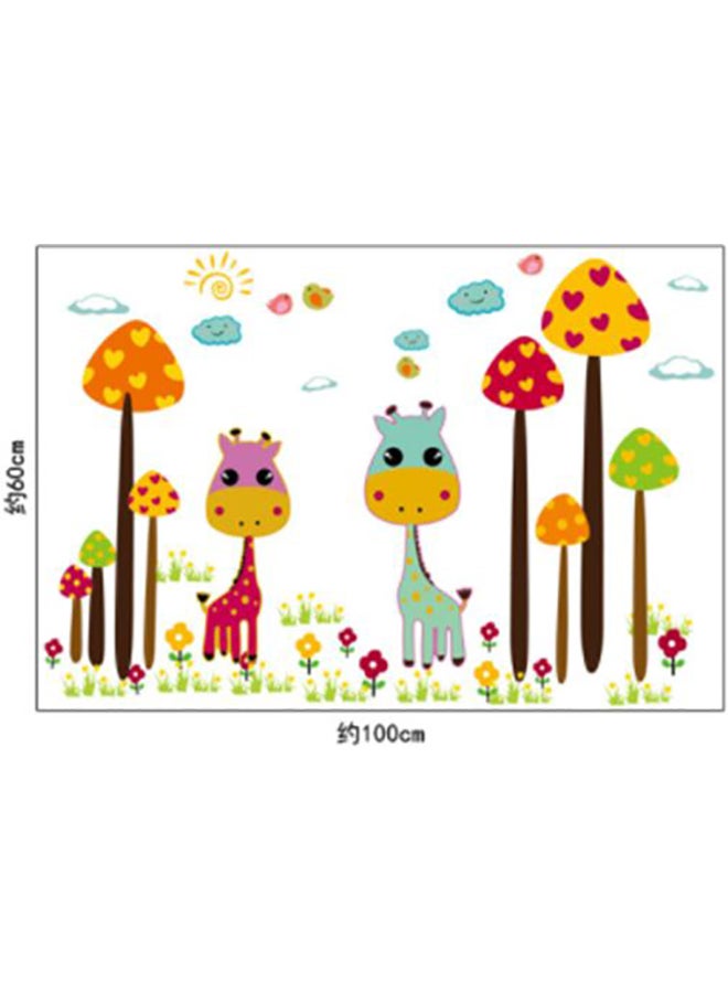 Cute Deer Printed Self-Adhesive Wall Sticker Multicolour - Image 2